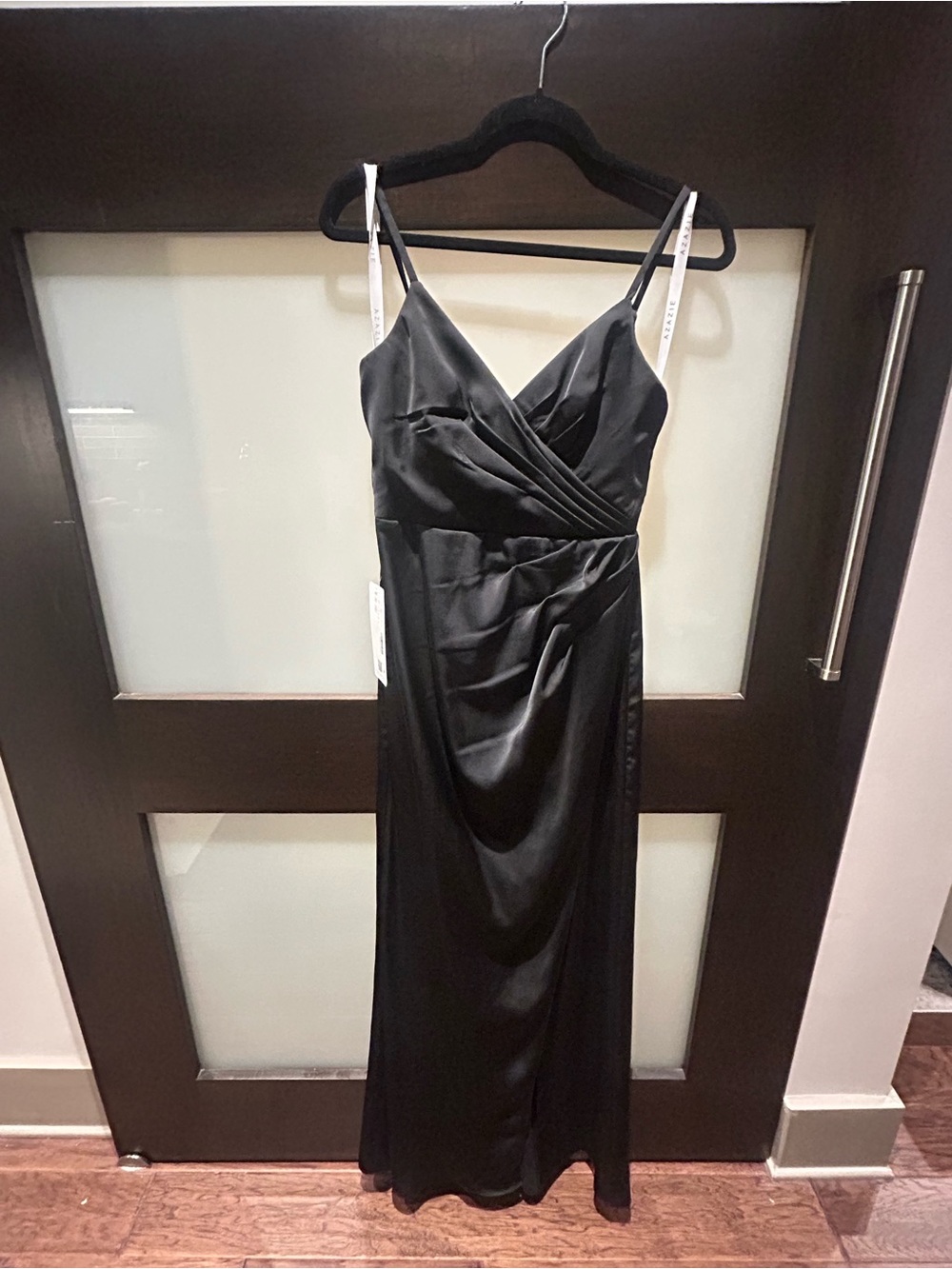 Azazie Maci Stretch Satin Dress in black - never worn